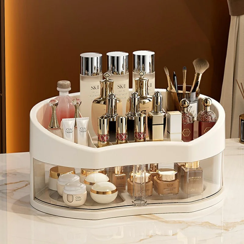 Rotating Makeup Organizer Transparent Drawer Cosmetic Storage Box Large Capacity Cosmetic Organizer