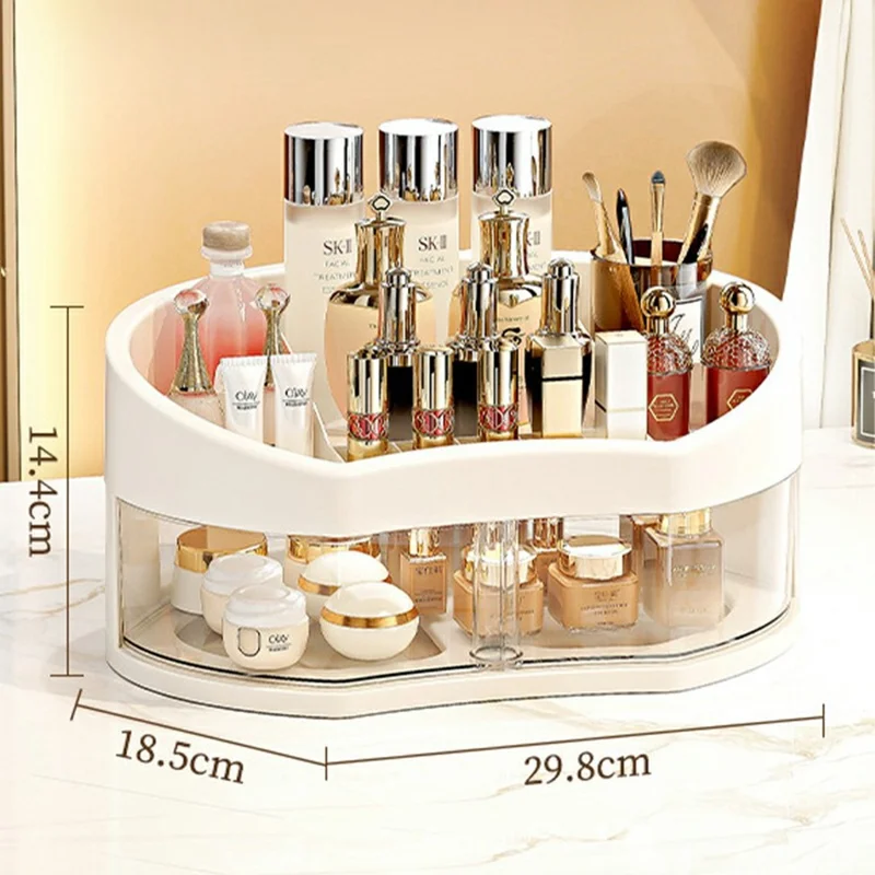 Rotating Makeup Organizer Transparent Drawer Cosmetic Storage Box Large Capacity Cosmetic Organizer