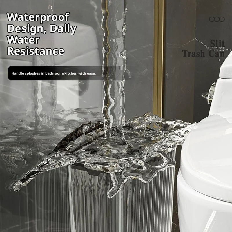 0738 12L Wandbevestuilde Prullenbak met Deksel voor Badkamer Keuken Eenvoudig Openen Prullenbak - Transparant Wit