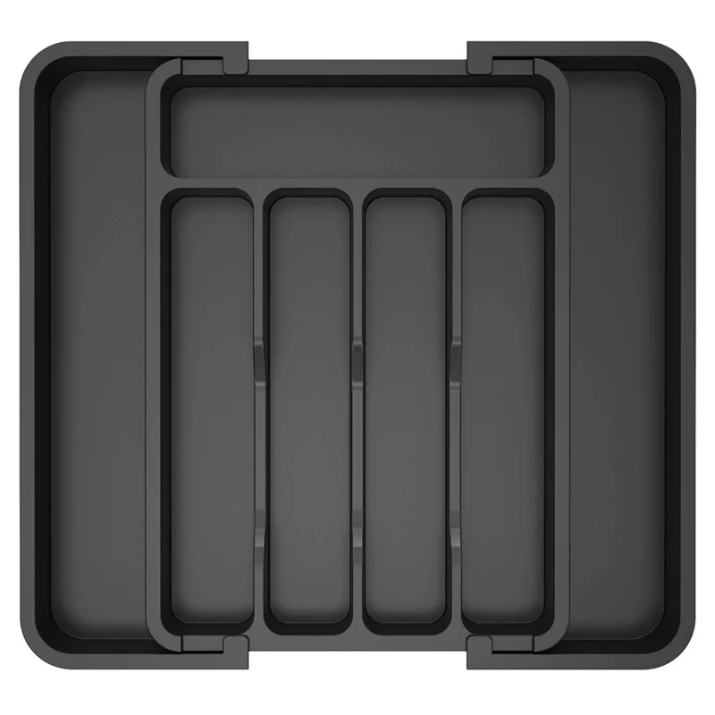 Small Size Expandable 7 Slot Cutlery Organizer Adjustable Drawer Utensil Tray for Knives  /  Forks  /  Spoons - Black