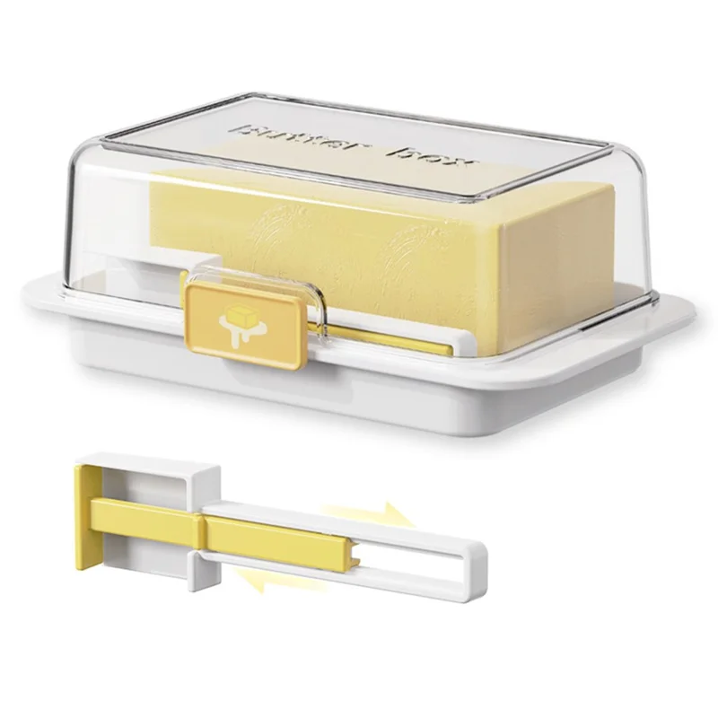 علبة قطع الزبدة وحاوية الجبن بغطاء، حاوية زبدة محكمة للثلاجة أو الطاولة - أبيض (بدون FDA)