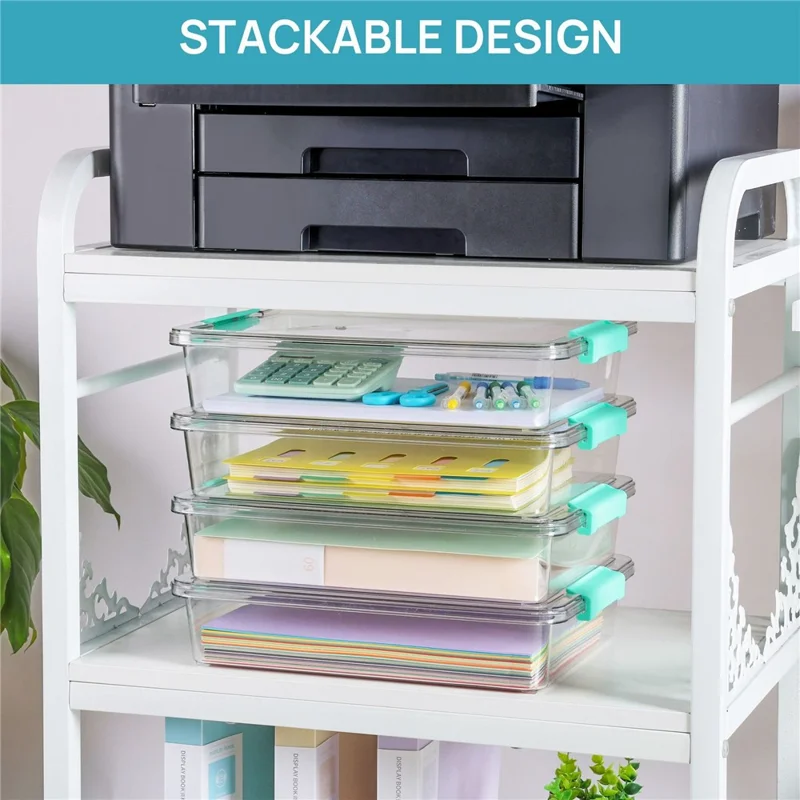 4 Pezzi Scatola di Immagazzinaggio Impilabile in PET Trasparente Organizzatore di Giocattoli con Coperchio Antipolvere Contenitore Salvaspazio