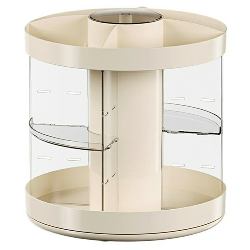 Organizador de maquillaje giratorio Caja de almacenamiento de cosméticos de escritorio Soporte de tocador para lápices labiales, brochas Contenedor transparente
