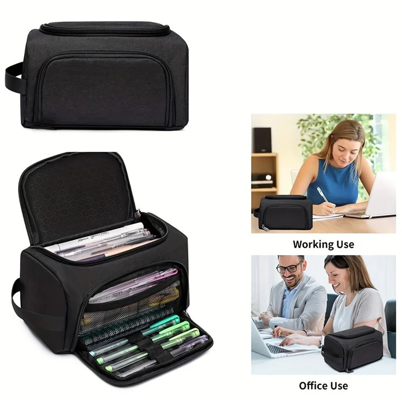 Großer Oxford-Stifteetui mit doppelter Lage, Kosmetiktasche, abriebfeste Stationery-Box, waschbar