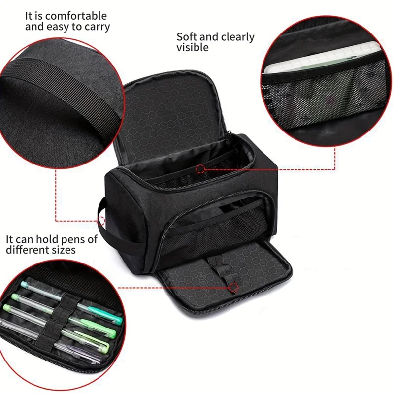 Großer Oxford-Stifteetui mit doppelter Lage, Kosmetiktasche, abriebfeste Stationery-Box, waschbar