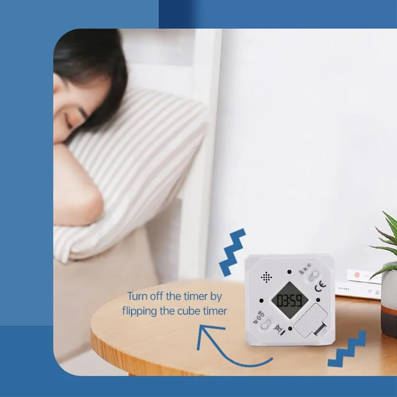 CT02 Minikubtimere med LED-display, elektronisk klocka för tidshantering vid matlagning, läsning och spel - Vit