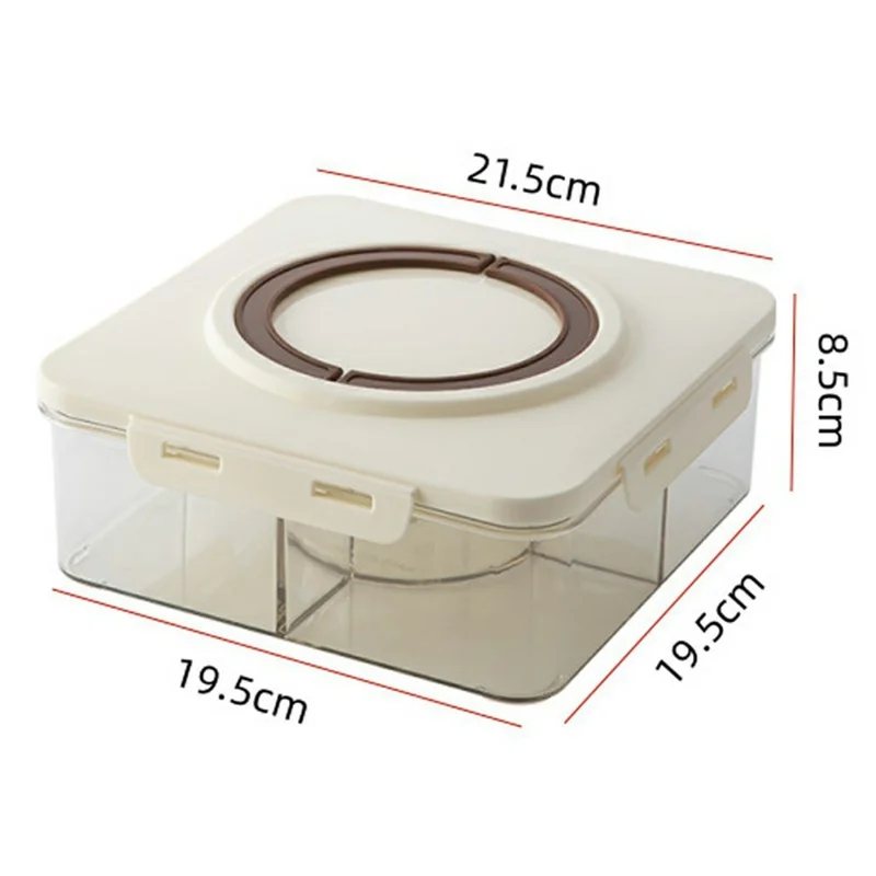 5 Compartment Storage Box with Handle Transparent Kitchen Container Fresh-Keeping Storage Container for Spices Dried Fruits (No FDA) - Coffee