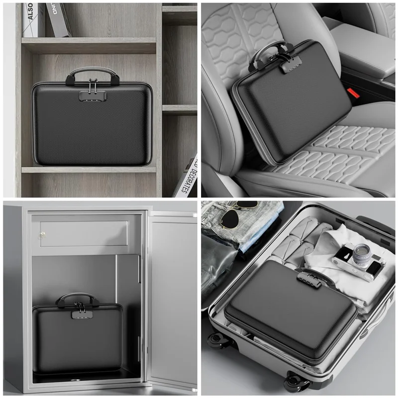 EVA Fireproof Handheld File Organizer Waterproof Document Storage Bag Multi-Layer Documents Organizer with Combination Lock