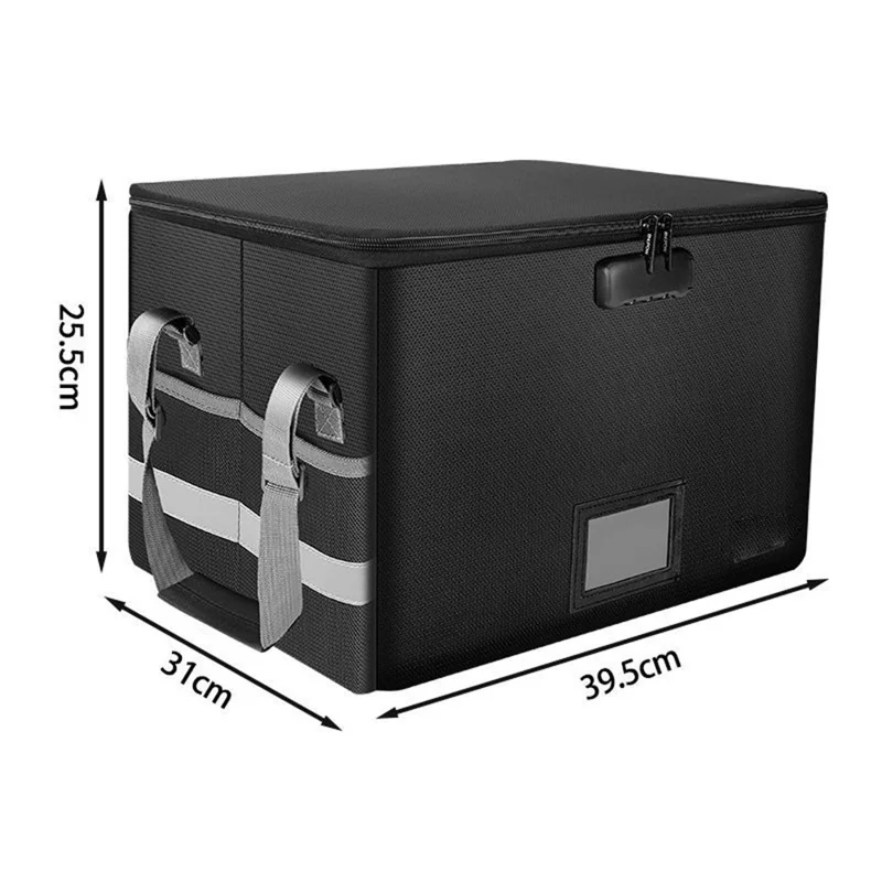 Waterproof Fireproof Storage Box with Lock Zipper Large Capacity Foldable Organizer Container for Home / Office