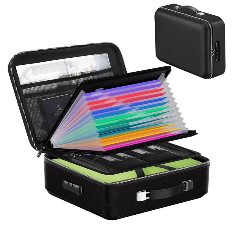 Fireproof Document Bag Hard Case Waterproof Safe Box for Valuables  /  Files  /  Certificates with Password Lock