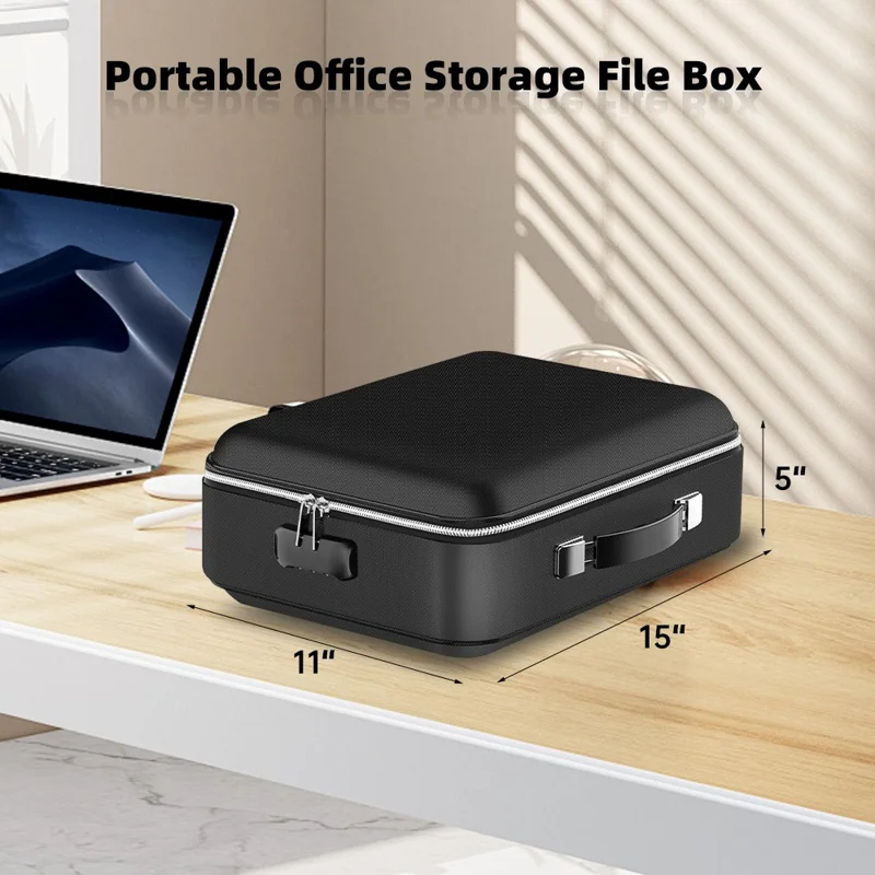 Fireproof Document Bag Hard Case Waterproof Safe Box for Valuables  /  Files  /  Certificates with Password Lock