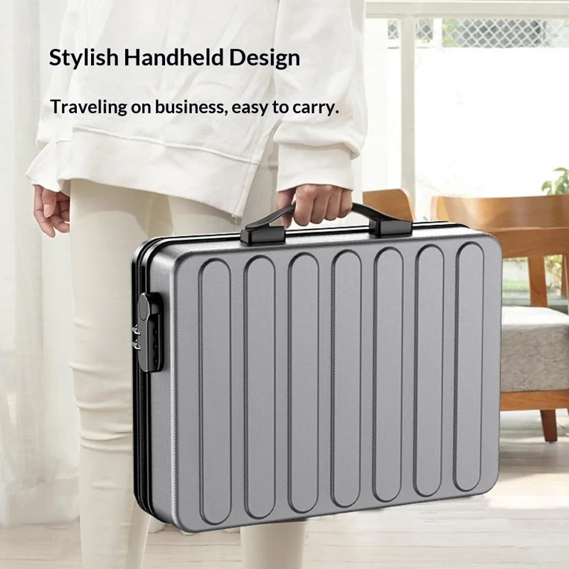 Multi-Layer Document Organizer Box Moisture-Proof Zippered Storage Bag with Password Lock for Passport / Certificates / Files