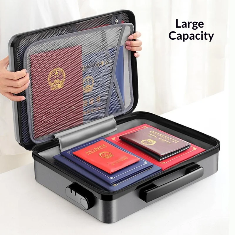 Multi-Layer Document Organizer Box Moisture-Proof Zippered Storage Bag with Password Lock for Passport / Certificates / Files