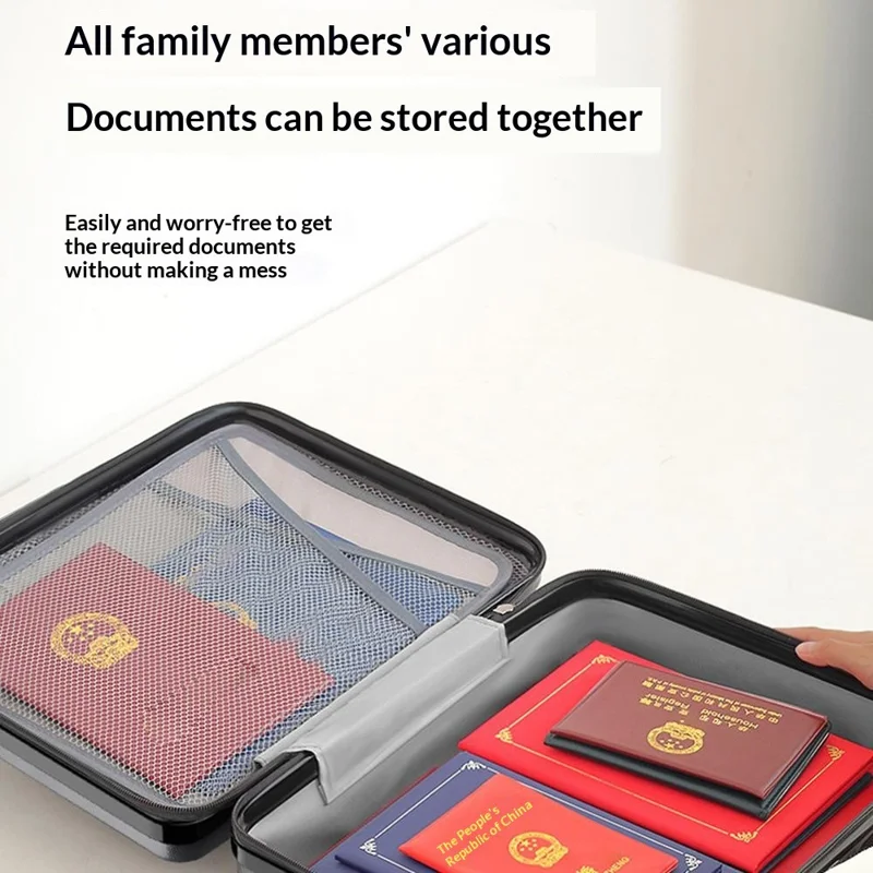 Multi-Layer Document Organizer Box Moisture-Proof Zippered Storage Bag with Password Lock for Passport / Certificates / Files