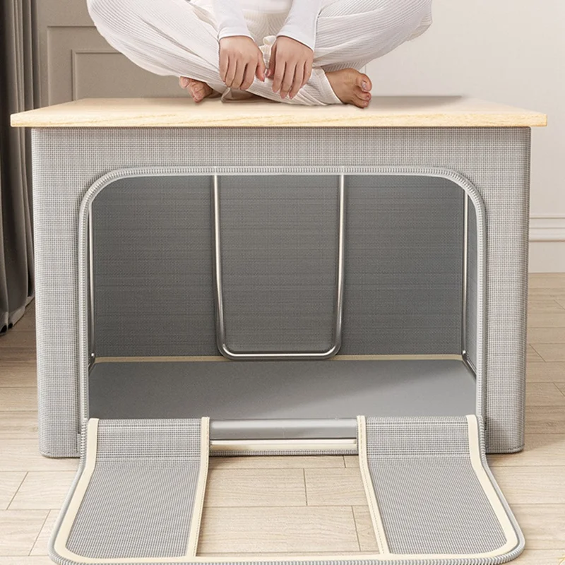 100L 60 x 42 x 40CM Oxford Fabric Storage Box with Window Foldable Organizer for Clothes Toys Books - Grey