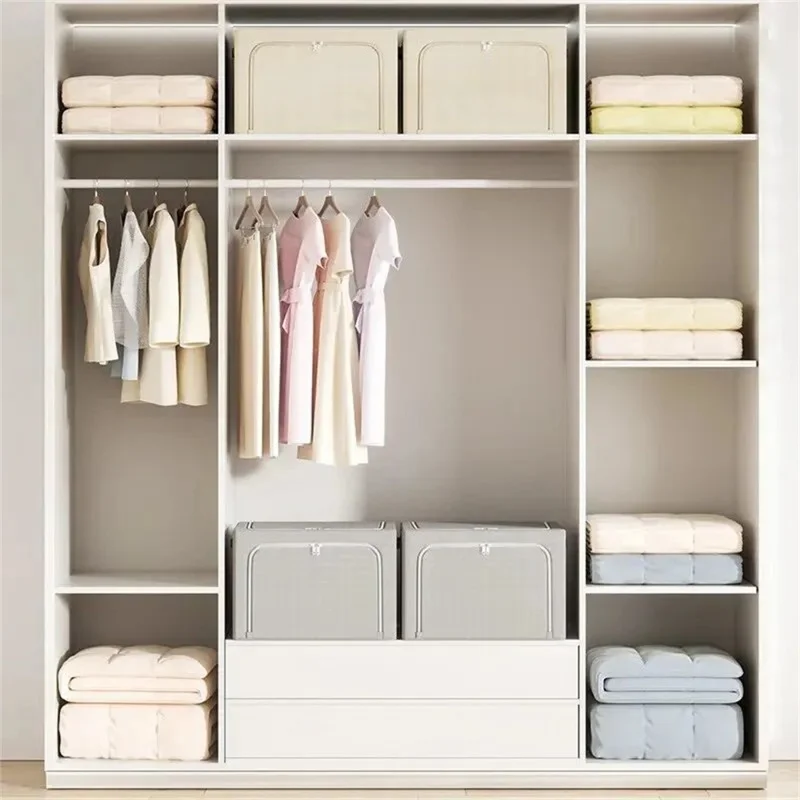 100L 60 x 42 x 40 CM Złożone Pudełko Na Przechowywanie Duża Pojemność Tkanina Oxford Zamek Dwustronny Organizer - Szary