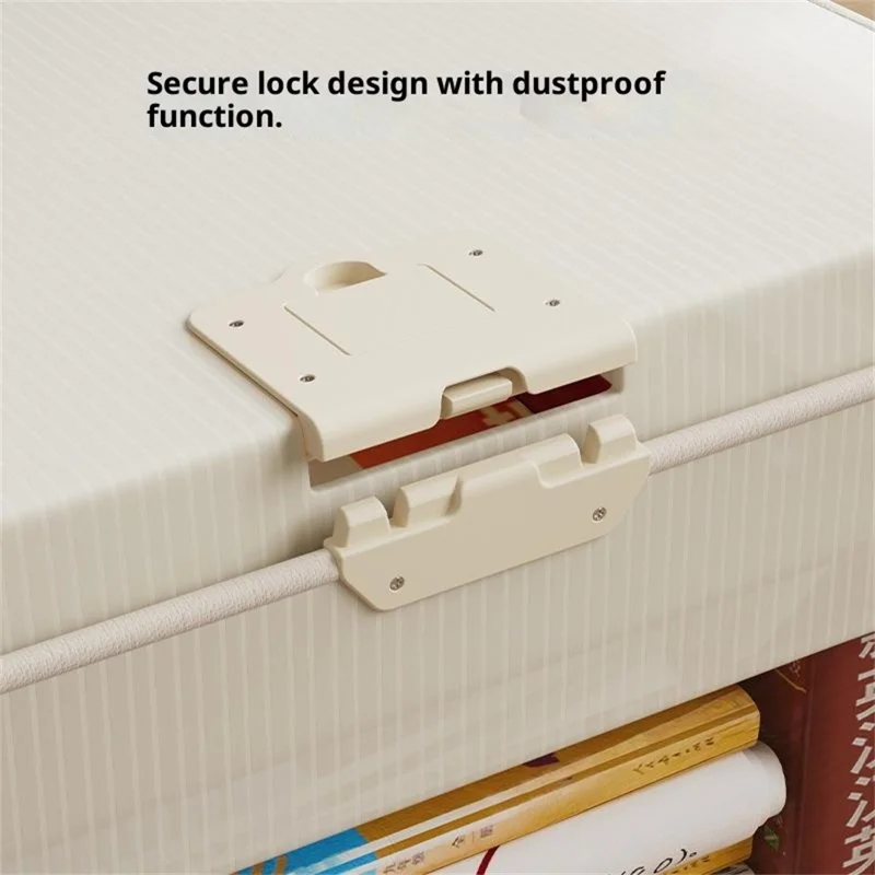 Boîte de rangement taille M 37 x 27,5 x 26 cm avec couvercle verrouillable, fenêtre transparente, contenant pliable en plastique - Beige