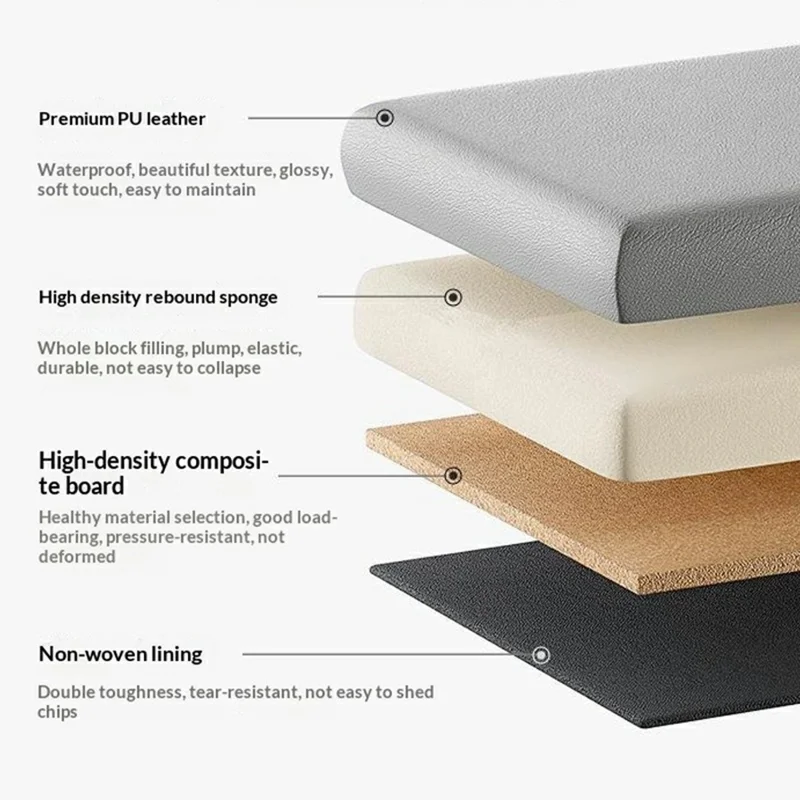 25 x 25 x 25cm 16L PU Leather Storage Ottoman Foldable Seat Stool Footrest Pouffe for Entryway Kids Room - Grey