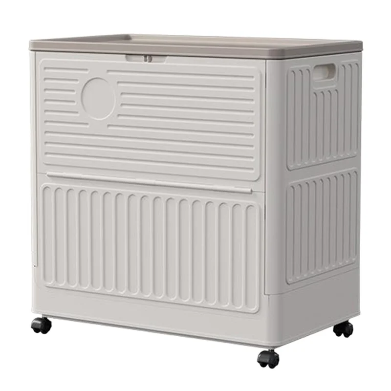 Boîte de rangement en plastique pliable avec couvercle basculant, à roulettes, grand volume, bac de rangement pour vêtements et jouets