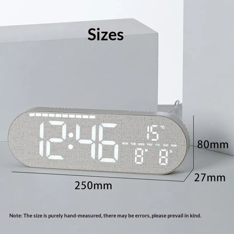 Horloge murale ovale multifonction GH8053, horloge électronique LED réglable avec 4 niveaux de luminosité, affichage de la date et de la température - Jaune