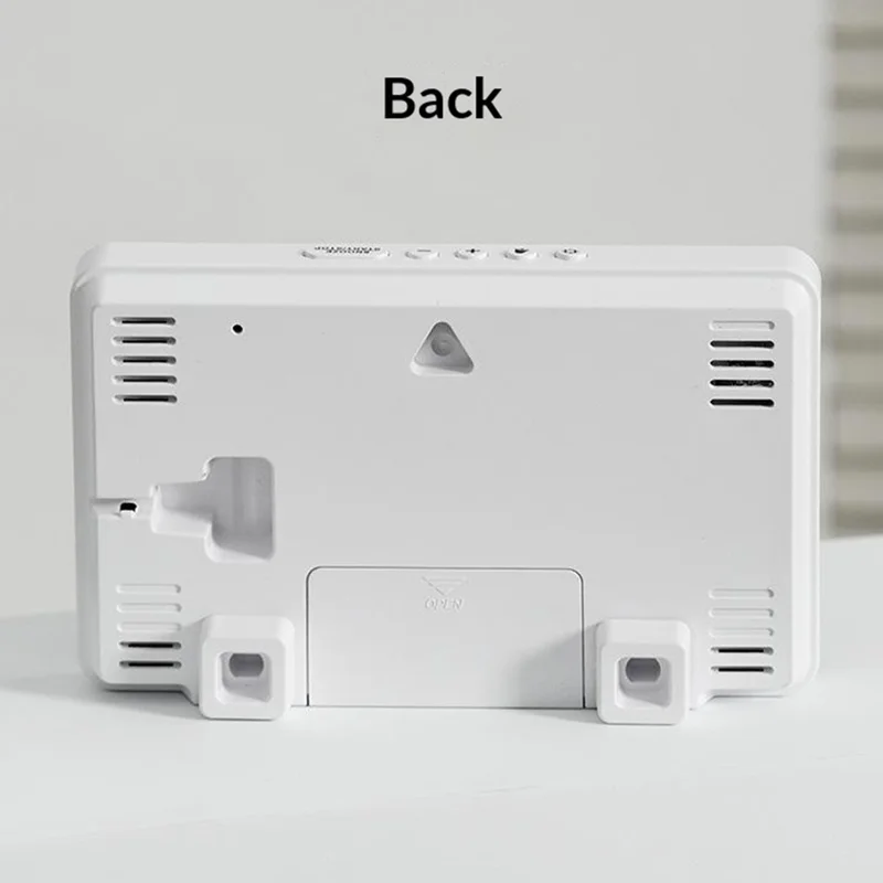 GH9007 Large Screen Digital LED Electronic Clock Multifunction Temperature Humidity Alarm Clock - Black Shell+Blue Light