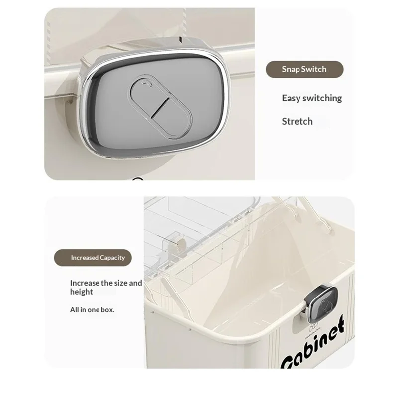 3-lagiges Medikamentenbox mit großer Kapazität, mehrschichtiger medizinischer Aufbewahrungsschrank, transparente Erste-Hilfe-Box mit Griff und Schloss zur Organisation zu Hause