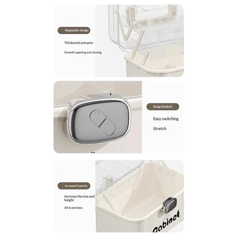 3-lagiges Medikamentenbox mit großer Kapazität, mehrschichtiger medizinischer Aufbewahrungsschrank, transparente Erste-Hilfe-Box mit Griff und Schloss zur Organisation zu Hause