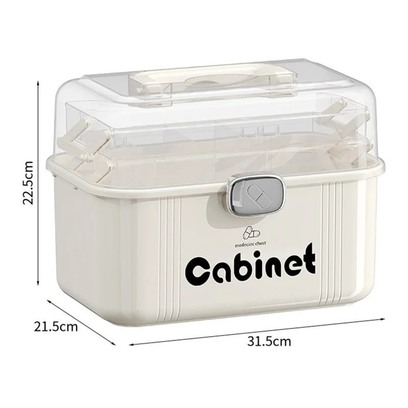 3-lagiges Medikamentenbox mit großer Kapazität, mehrschichtiger medizinischer Aufbewahrungsschrank, transparente Erste-Hilfe-Box mit Griff und Schloss zur Organisation zu Hause