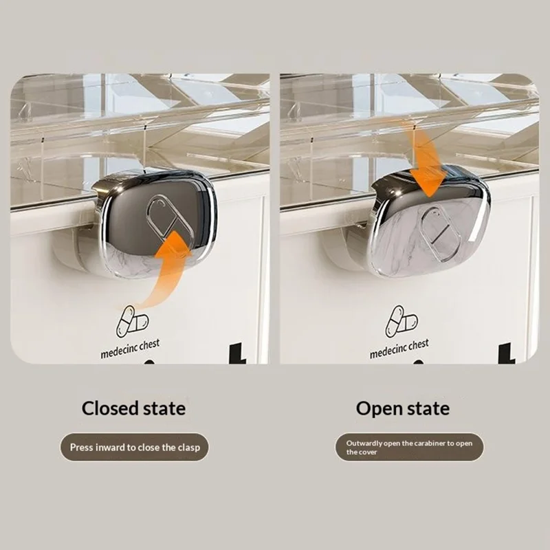 3-lagiges Medikamentenbox mit großer Kapazität, mehrschichtiger medizinischer Aufbewahrungsschrank, transparente Erste-Hilfe-Box mit Griff und Schloss zur Organisation zu Hause