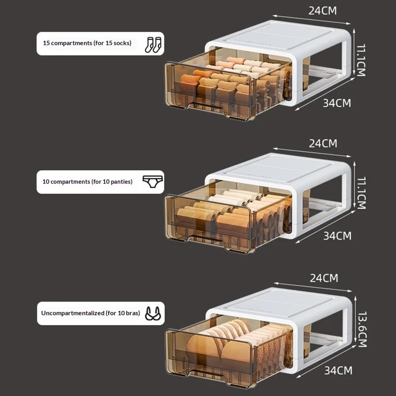 Schubladenschubladen-Organizer mit Fächern für Unterwäsche, Socken, staubdicht - Keine Zelle