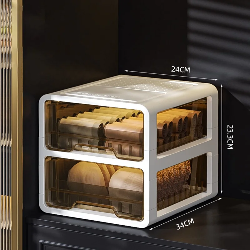 2-Schicht-Schubladenorganizer mit Fächern, Unterwäscheaufbewahrung für Socken, BHs - 10 Fächer / Ohne Fachunterteilung