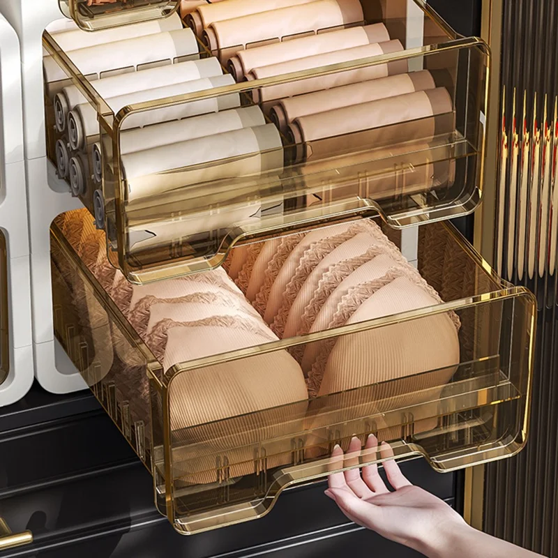 2-Schicht-Schubladenorganizer mit Fächern, Unterwäscheaufbewahrung für Socken, BHs - 10 Fächer / Ohne Fachunterteilung