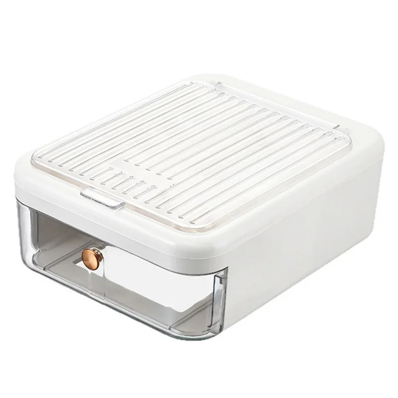 Doppio Strato Lusso Trasparente Gioielli Box Coperchio Scorrevole Scomparto Anello Orecchino Box Porta Trucchi - Bianco