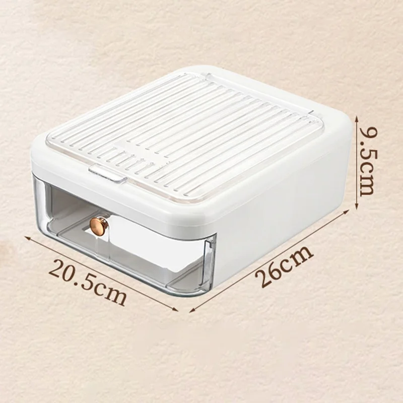 Doppio Strato Lusso Trasparente Gioielli Box Coperchio Scorrevole Scomparto Anello Orecchino Box Porta Trucchi - Bianco