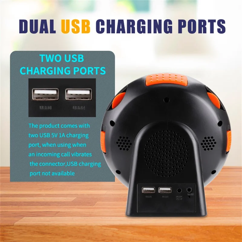 TS-BC610 LED Vibrating Flashing Light Loud Alarm Clock Phone Call Reminder for Hearing Impaired - Black