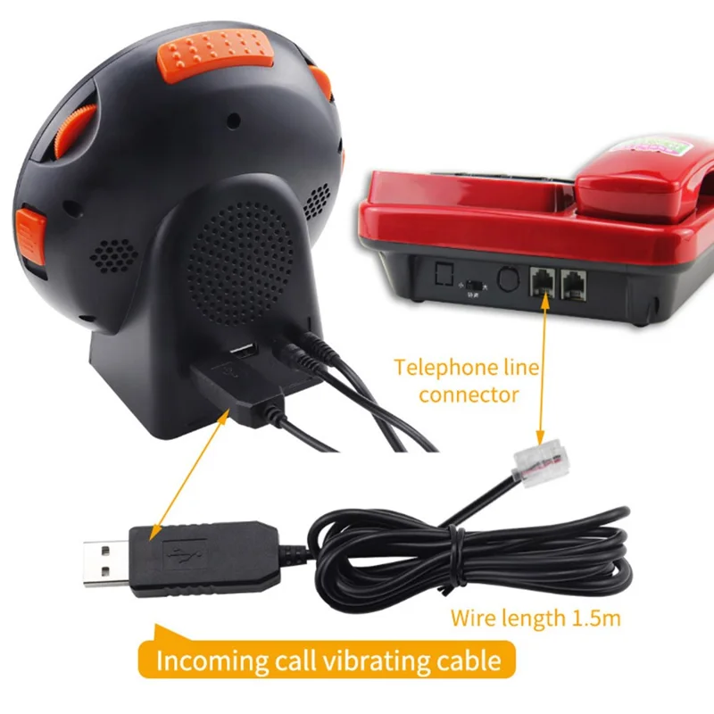 TS-BC610 LED Vibrating Flashing Light Loud Alarm Clock Phone Call Reminder for Hearing Impaired - Black