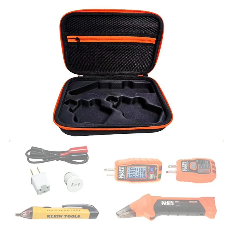 Custodia Rigida per Klein Tools ET310 / 80016 / 80041 / RT250 Rilevatore di Interruttore Automatico, Organizzatore per Strumenti Elettrici - Nero / Arancione