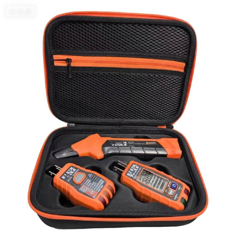 Custodia Rigida per Klein Tools ET310 / 80016 / 80041 / RT250 Rilevatore di Interruttore Automatico, Organizzatore per Strumenti Elettrici - Nero / Arancione