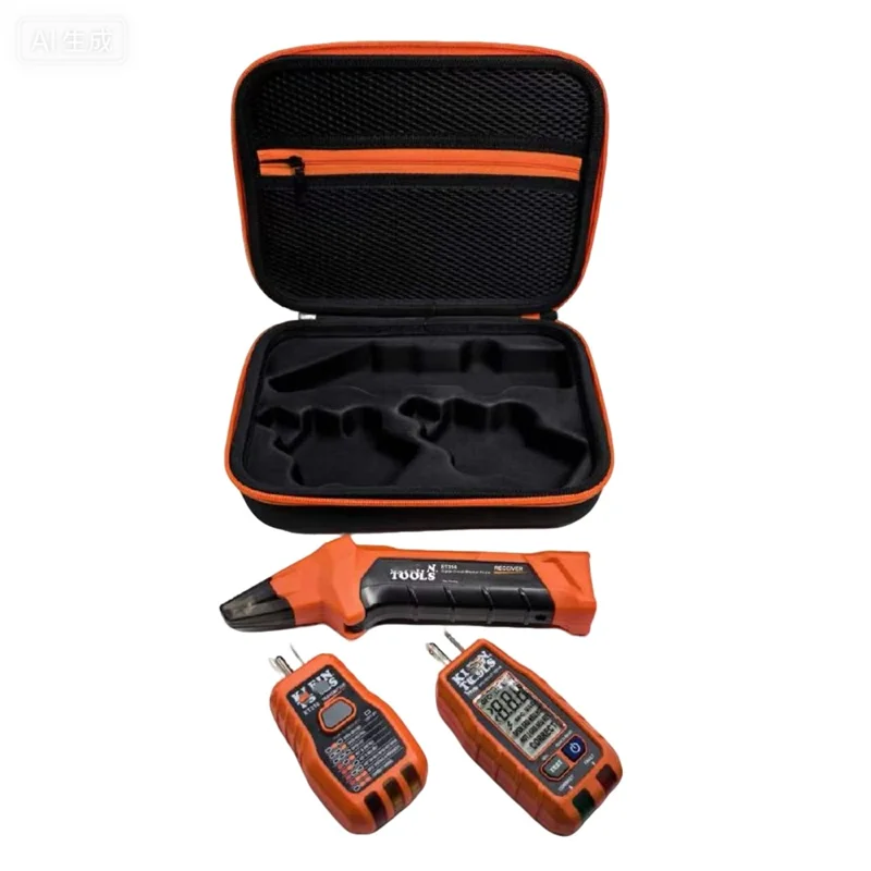 Custodia Rigida per Klein Tools ET310 / 80016 / 80041 / RT250 Rilevatore di Interruttore Automatico, Organizzatore per Strumenti Elettrici - Nero / Arancione