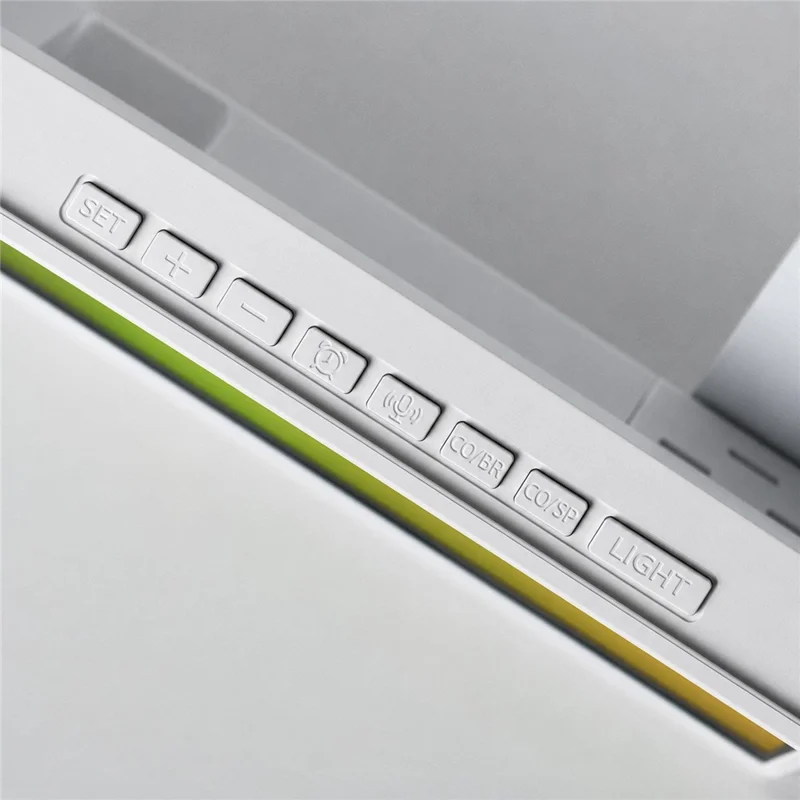ساعة منبّه رقمية بإضاءة LED كبيرة، عرض صوتي ملون RGB، منفذ إخراج USB، ساعة مكتبية لعرض الوقت والتاريخ والأسبوع ودرجة الحرارة - 6675 / هيكل أسود وإضاءة بيضاء