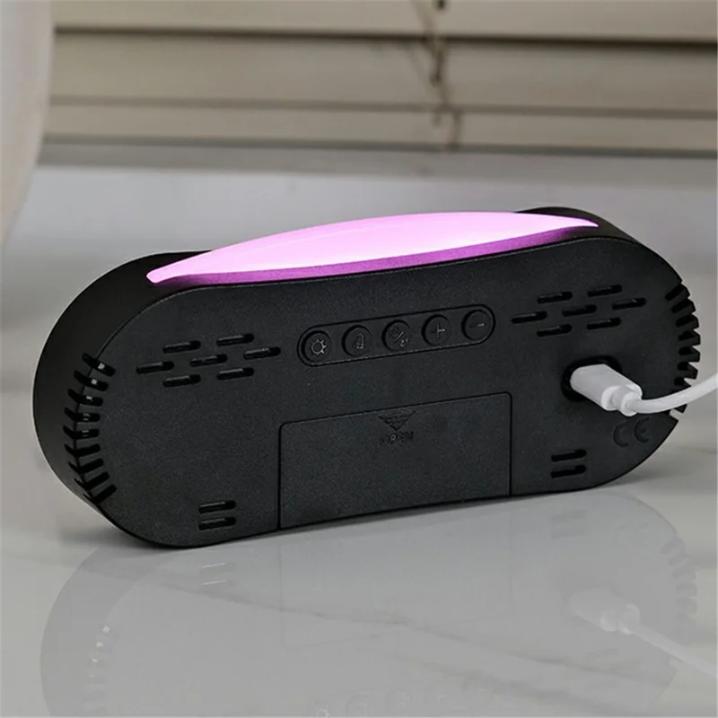 LED Digital Clock Curved Screen Time Date Large Display Adjustable Brightness Wall Desk Clock - GH9031 Black Shell  /  Blue Light