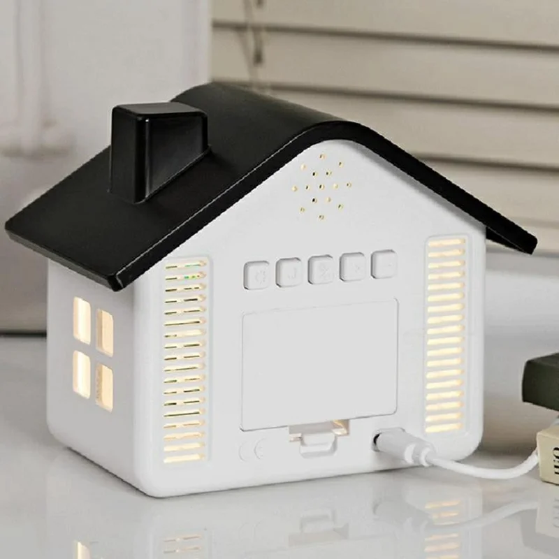 House Shaped LED Digital Alarm Clock with Night Light Dual Alarms 4-Level Brightness Bedside Clock - GH9033 Black  /  White Light