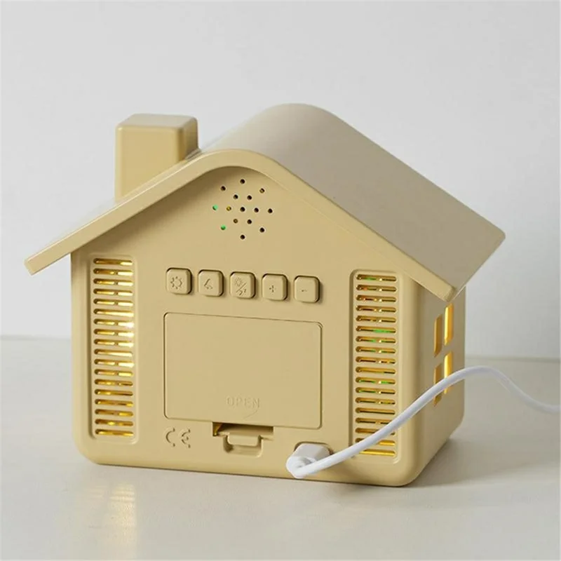 House Shaped Digital Alarm Clock LED Night Light Dual Alarm 4-Level Brightness Bedside Table Clock - GH8063  /  Yellow