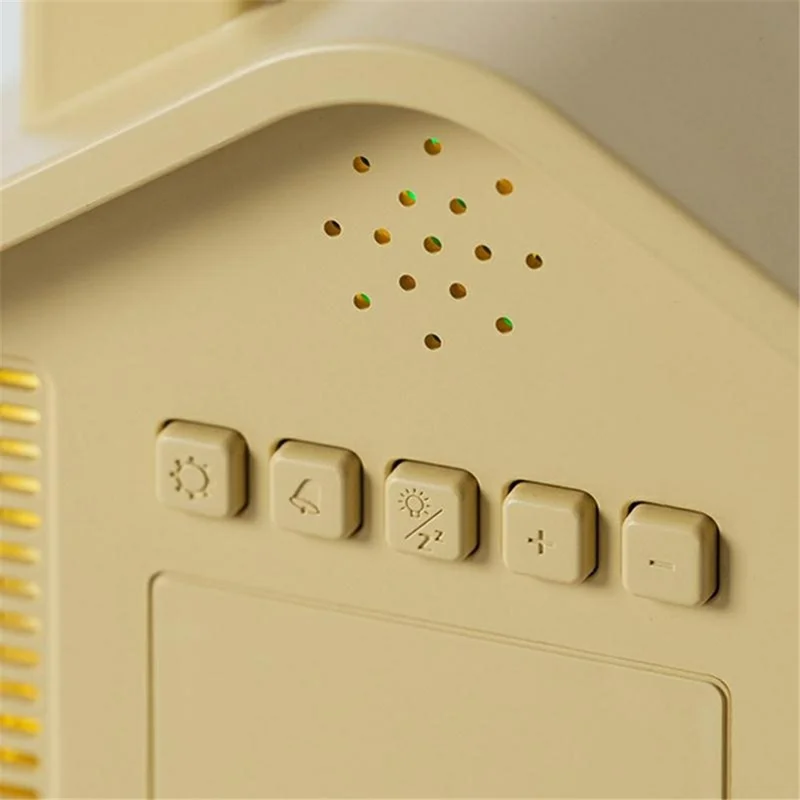 House Shaped Digital Alarm Clock LED Night Light Dual Alarm 4-Level Brightness Bedside Table Clock - GH8063  /  Yellow