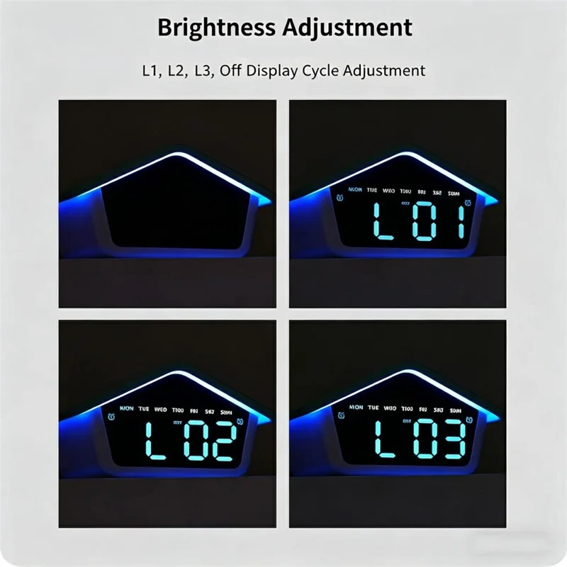 House-Shaped Cuckoo Digital Alarm Clock LED 8-Color Night Light Dual Alarm Snooze Silent Clock - 6698  /  Blue