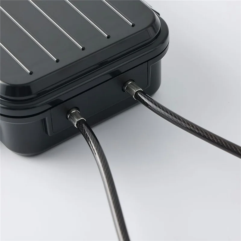 50m Waterproof Combination Lock Box Portable Safe Storage Case with Steel Cable for Beach Travel - Black