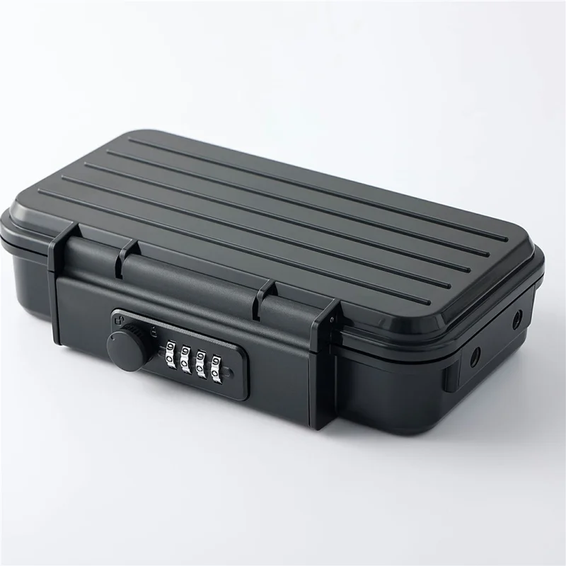 50m Waterproof Combination Lock Box Portable Safe Storage Case with Steel Cable for Beach Travel - Black