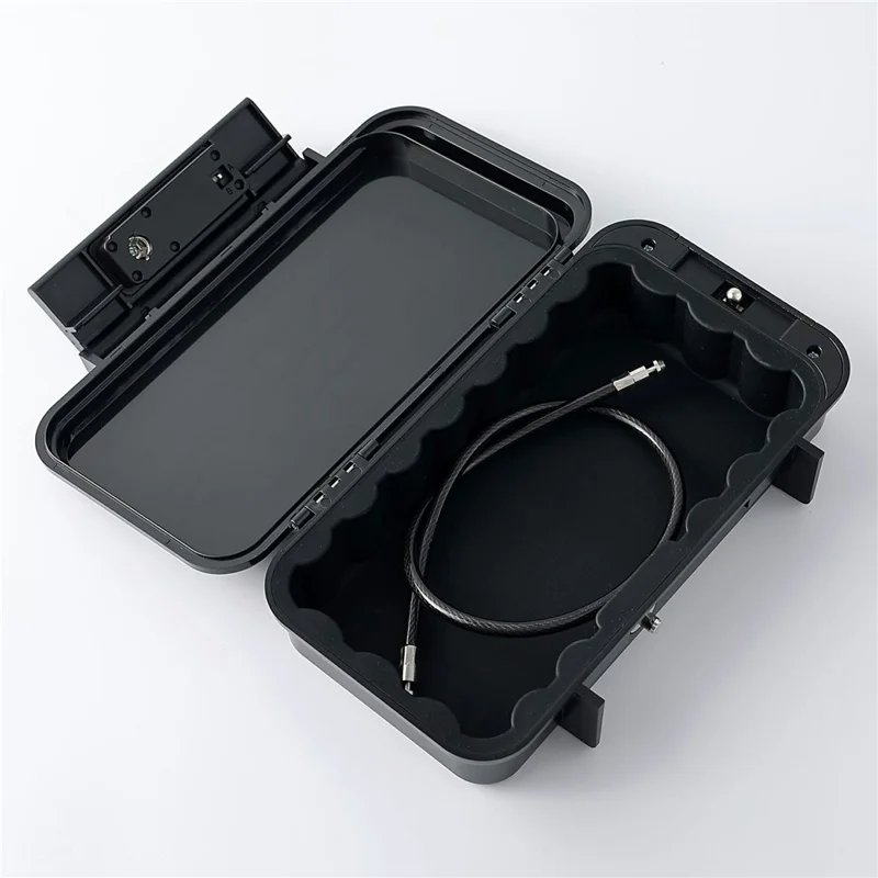 50m Waterproof Combination Lock Box Portable Safe Storage Case with Steel Cable for Beach Travel - Black