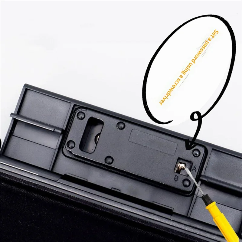 50m Waterproof Combination Lock Box Portable Safe Storage Case with Steel Cable for Beach Travel - Black