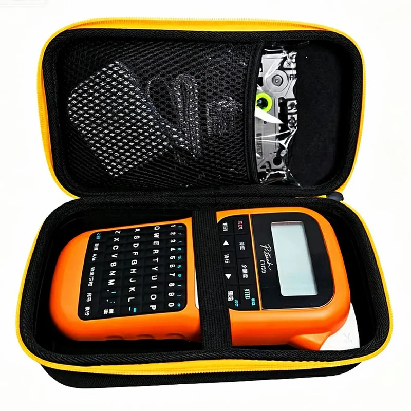 Hard Shell Carrying Case for Brother P-Touch PTH110  /  PTH111 Pro  /  PTE110 EShockproof Storage Bag - Black+Yellow
